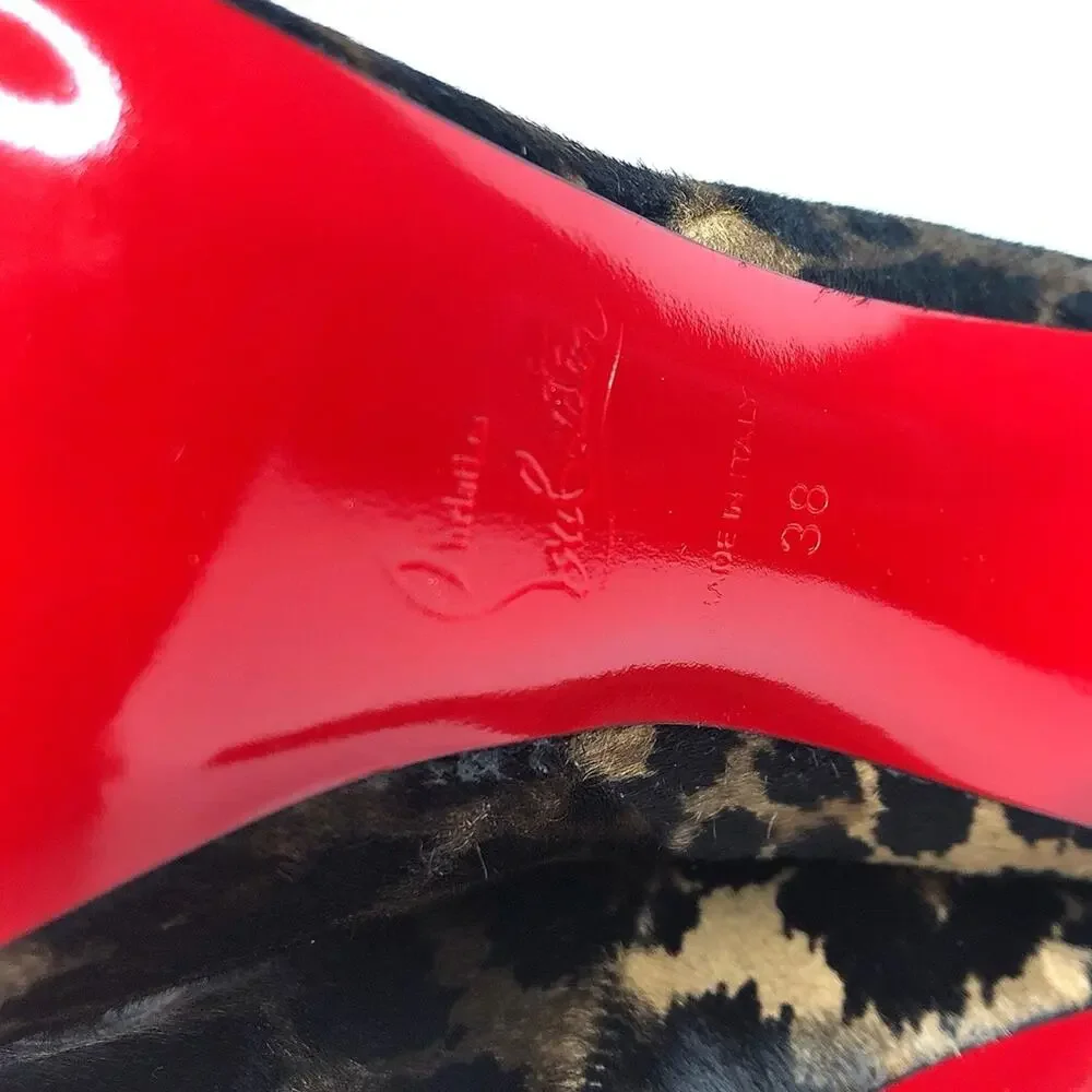 NEW Christian Louboutin Astrilarge Botta 100 Leopard Print Pointed Toe Boots 38